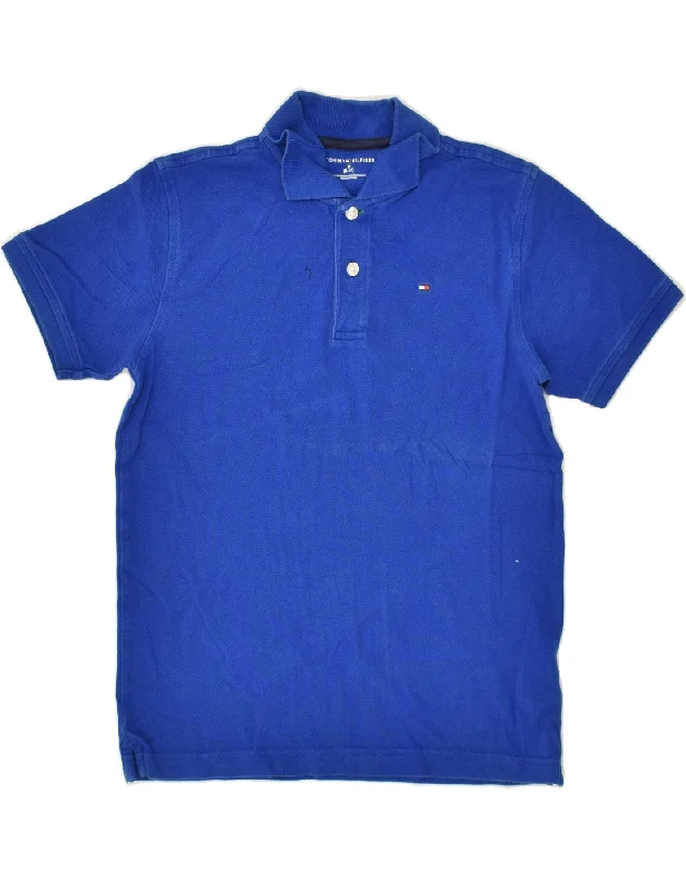 TOMMY HILFIGER Boys Polo Shirt 8-9 Years Medium Blue Cotton