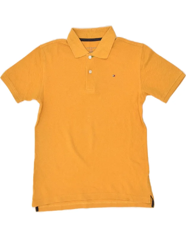 TOMMY HILFIGER Boys Polo Shirt 8-9 Years Medium Yellow Cotton