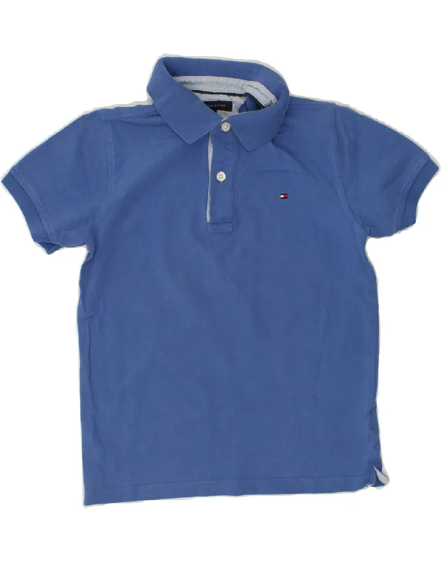 TOMMY HILFIGER Boys Polo Shirt 9-10 Years Blue Cotton