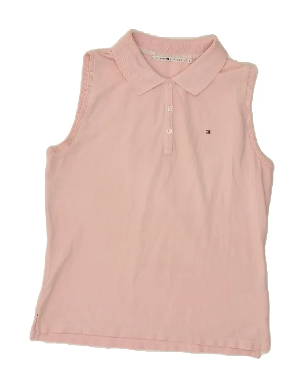 TOMMY HILFIGER Girls Sleeveless Polo Shirt 14-15 Years XL Pink Cotton