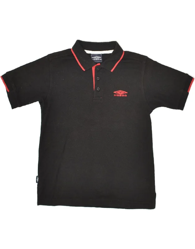 UMBRO Boys Polo Shirt 8-9 Years Black Cotton