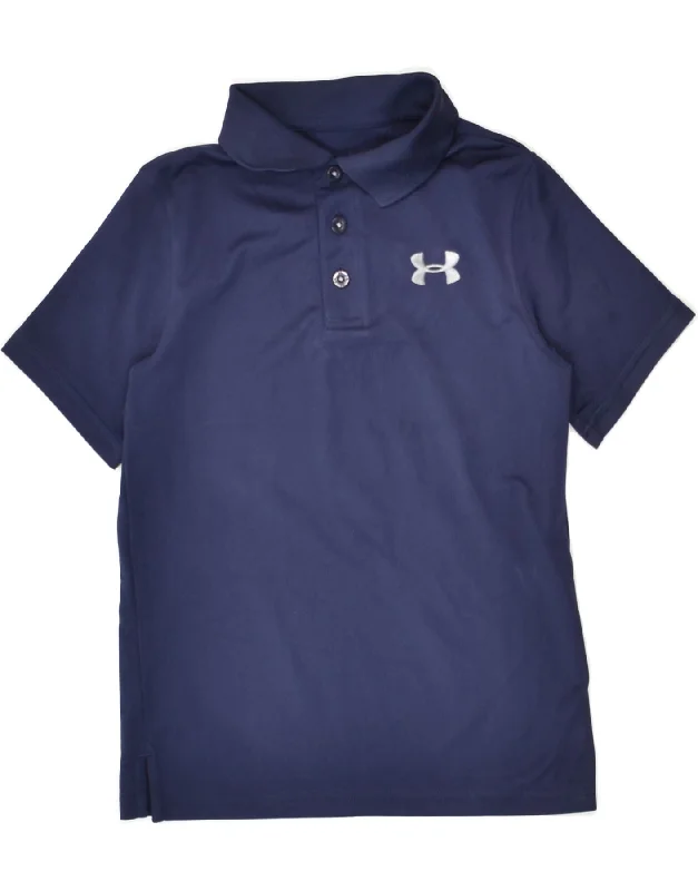 UNDER ARMOUR Boys Graphic Polo Shirt 10-11 Years Medium Navy Blue