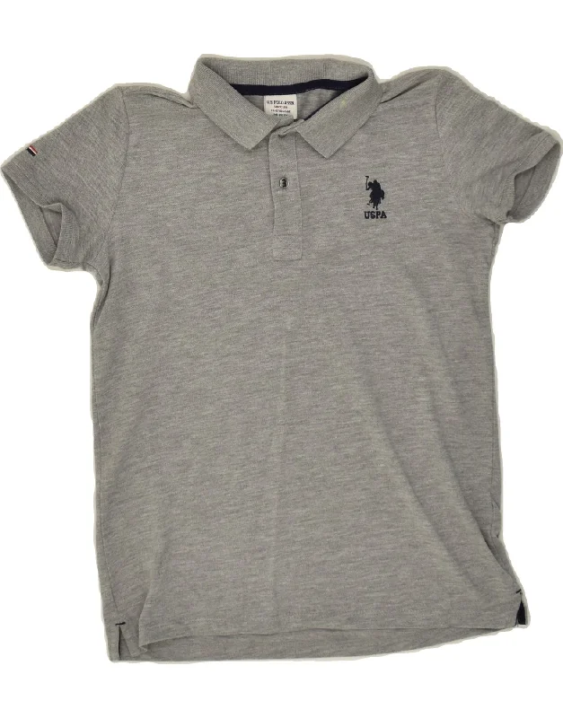 US POLO ASSN Boys Polo Shirt 11-12 Years Grey Flecked Cotton