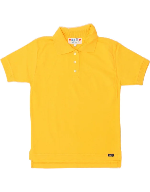 VINTAGE Girls Polo Shirt 13-14 Years Medium Yellow Cotton