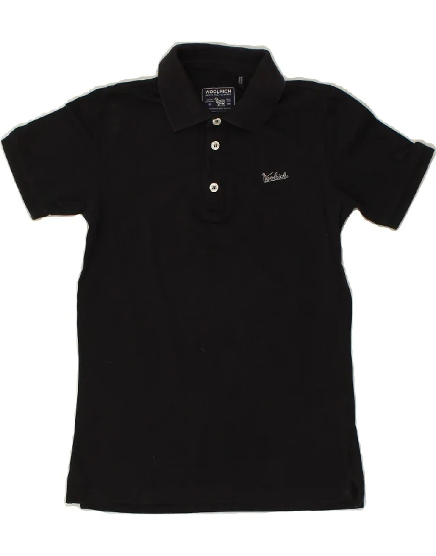 WOOLRICH Boys Polo Shirt 9-10 Years Black Cotton