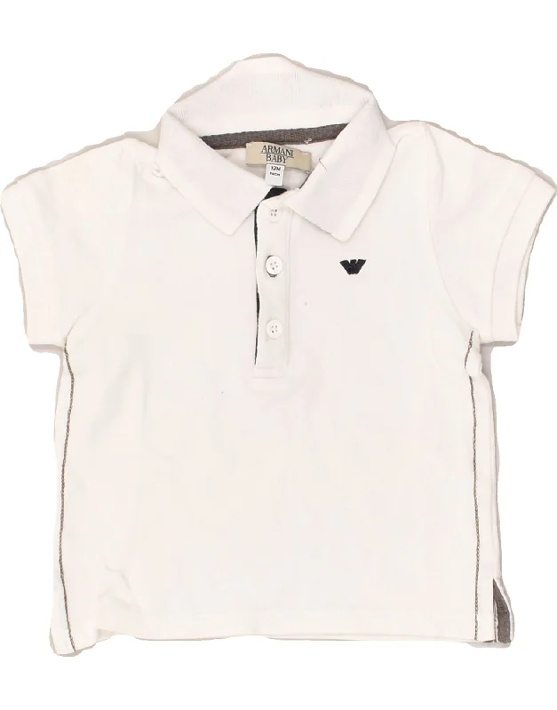 ARMANI Baby Boys Polo Shirt 9-12 Months White Cotton