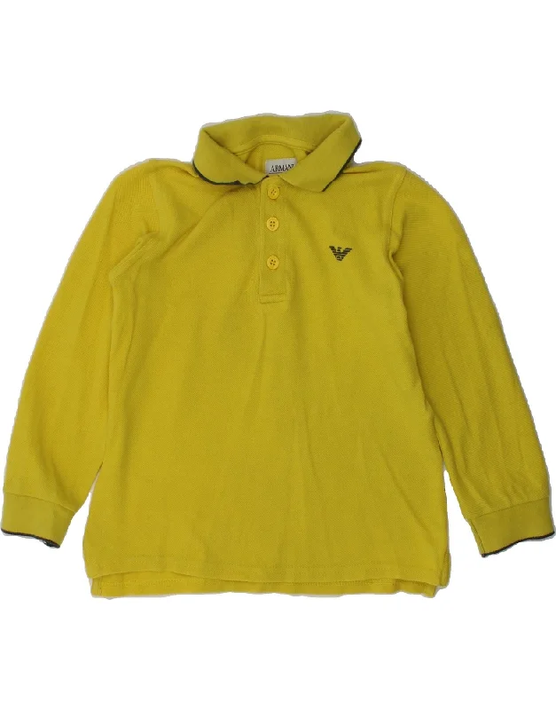 ARMANI JUNIOR Boys Long Sleeve Polo Shirt 2-3 Years Yellow