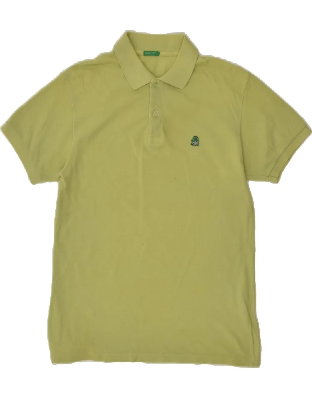 BENETTON Boys Polo Shirt 11-12 Years 2XL Green Cotton