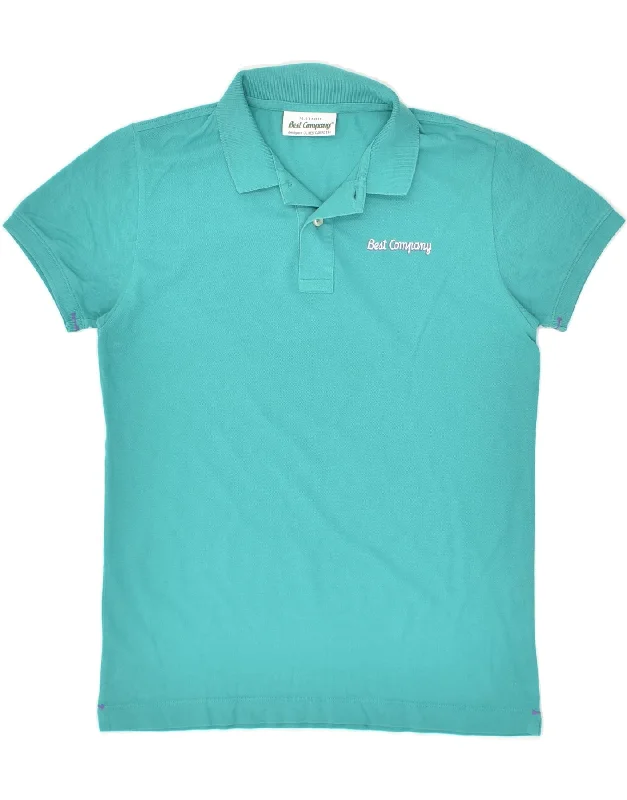 BEST COMPANY Boys Polo Shirt 11-12 Years Turquoise Cotton