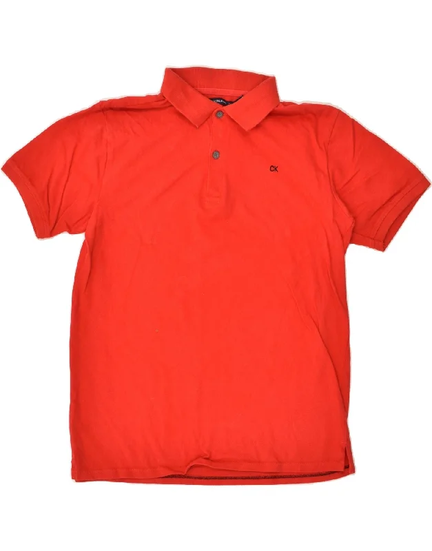 CALVIN KLEIN Boys Polo Shirt 15-16 Years XL Red Cotton