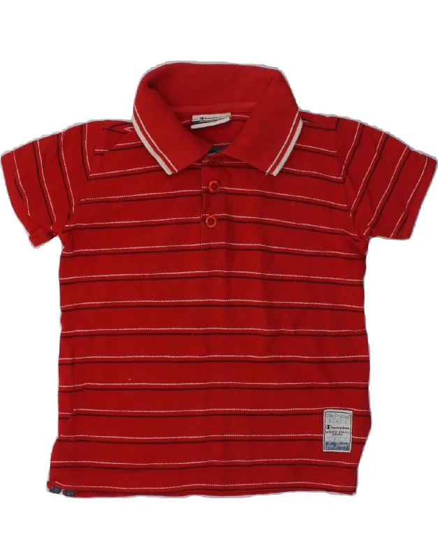 CHAMPION Baby Boys Polo Shirt 18-24 Months Red Striped Cotton