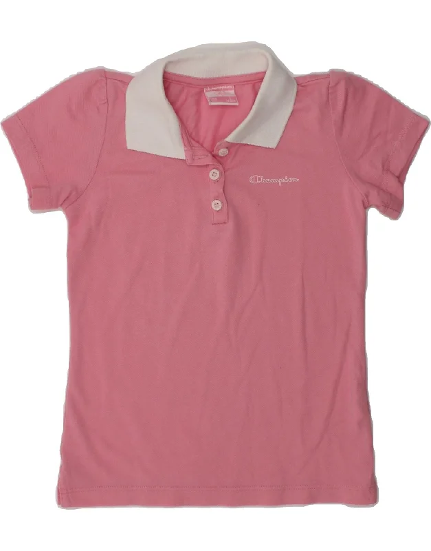 CHAMPION Girls Polo Shirt 2-3 Years Pink Cotton