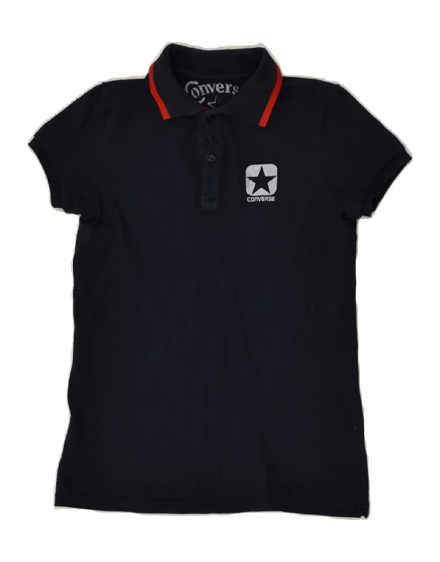 CONVERSE Boys Polo Shirt 8-9 Years Navy Blue Cotton