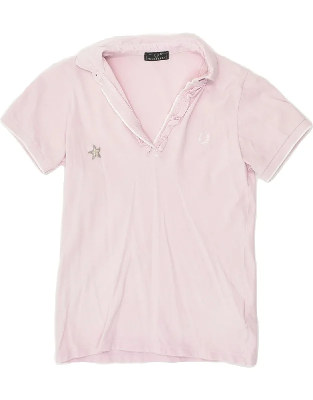 FRED PERRY Girls Polo Shirt 9-10 Years Pink Cotton