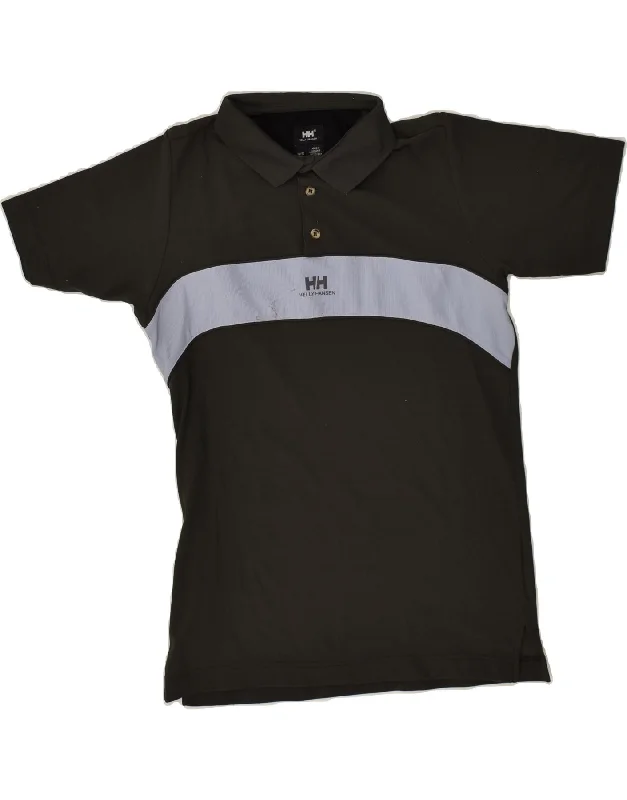 HELLY HANSEN Boys Graphic Polo Shirt 15-16 Years Grey Colourblock