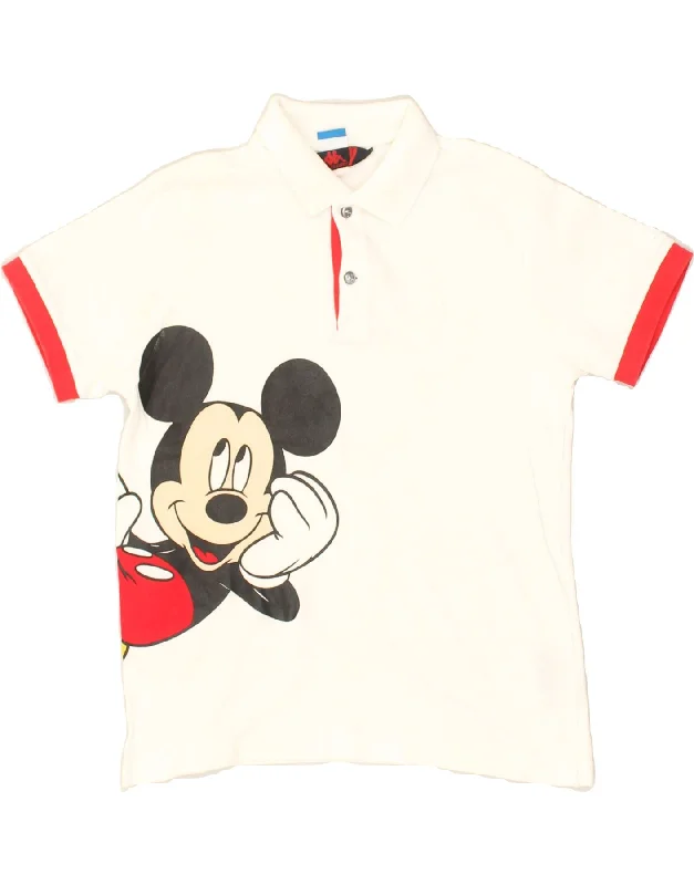 KAPPA Boys Mickey Mouse Graphic Polo Shirt 9-10 Years Large  White Cotton