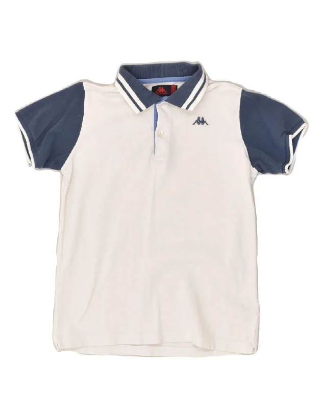 KAPPA Boys Polo Shirt 9-10 Years Off White Colourblock Cotton