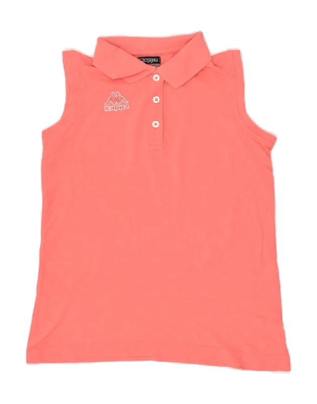 KAPPA Girls Sleeveless Polo Shirt 7-8 Years Small Pink Cotton