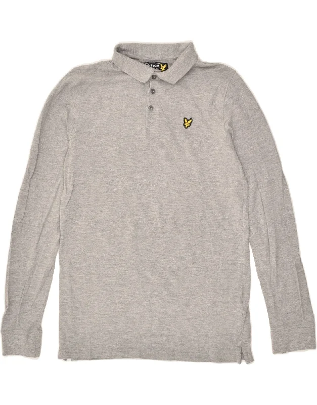 LYLE & SCOTT Boys Long Sleeve Polo Shirt 14-15 Years Grey Cotton