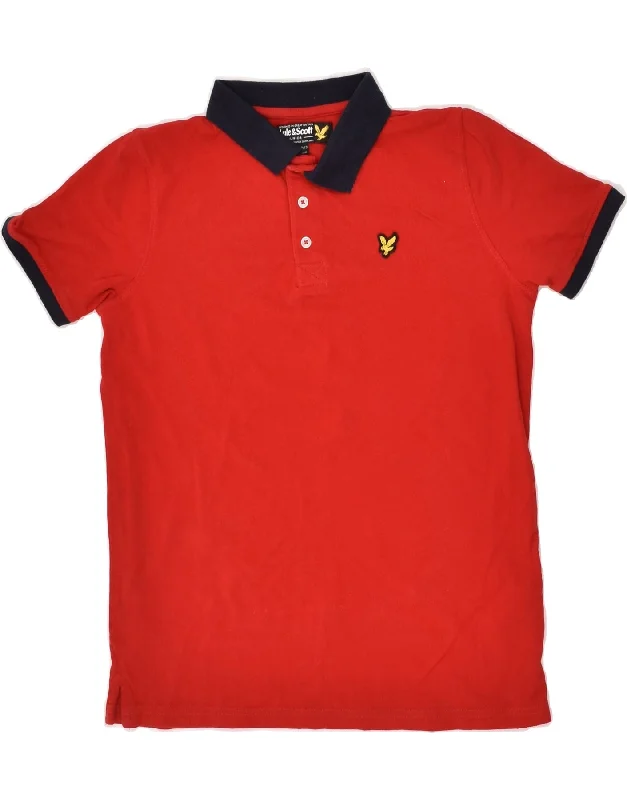 LYLE & SCOTT Boys Polo Shirt 12-13 Years Red Cotton