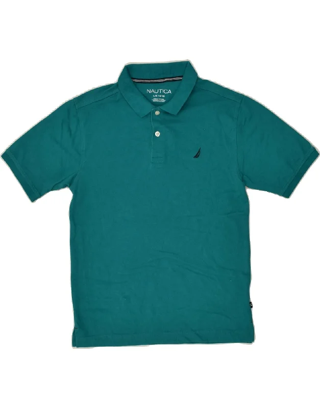 NAUTICA Boys Polo Shirt 14-15 Years Large Green Cotton