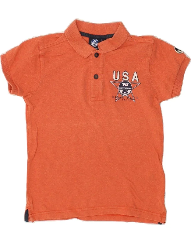 NORTH SAILS Boys Graphic Polo Shirt 5-6 Years Orange Cotton