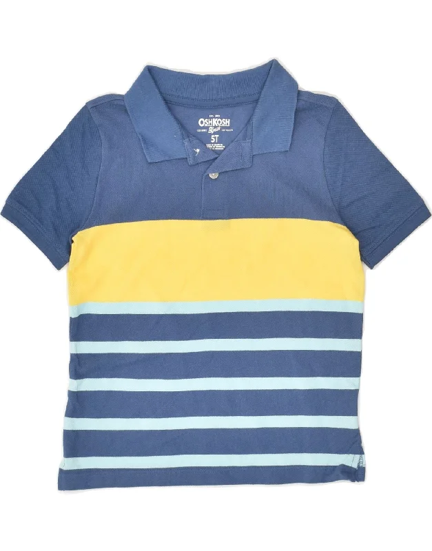 OSH KOSH Boys Polo Shirt 4-5 Years Blue Striped Cotton