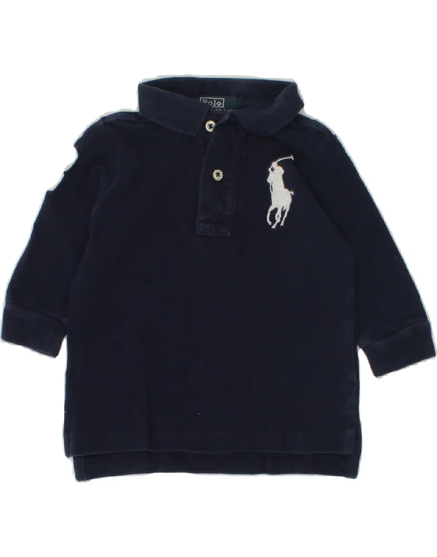 POLO RALPH LAUREN Baby Boys Long Sleeve Polo Shirt 6-9 Months Navy Blue