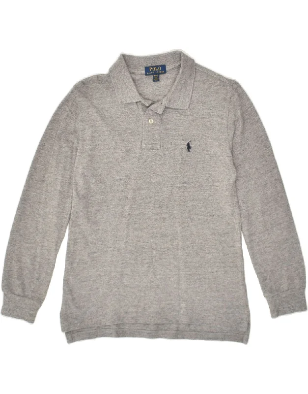 POLO RALPH LAUREN Boys Long Sleeve Polo Shirt 10-11 Years Medium Grey