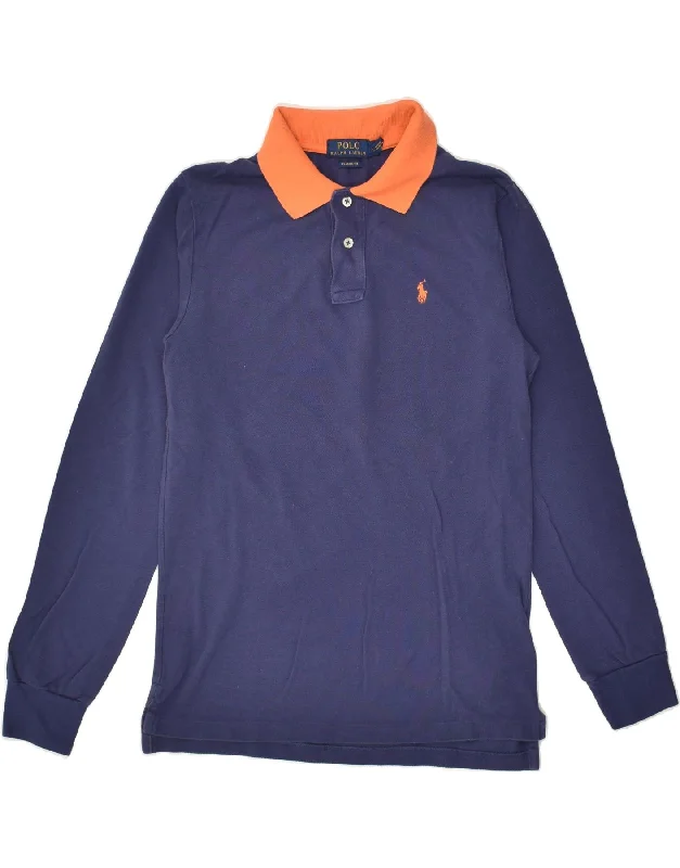 POLO RALPH LAUREN Boys Long Sleeve Polo Shirt 14-15 Years Large Navy Blue