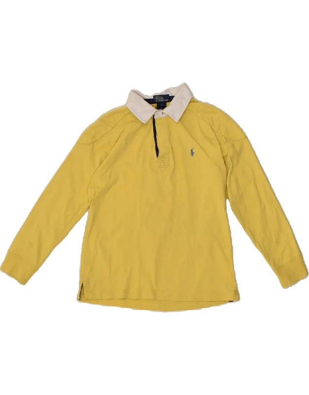 POLO RALPH LAUREN Boys Long Sleeve Rugby Polo Shirt 6-7 Years Yellow