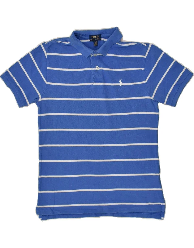 POLO RALPH LAUREN Boys Polo Shirt 14-15 Years Large Blue Striped Cotton