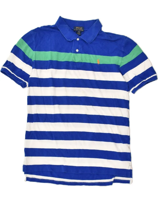 POLO RALPH LAUREN Boys Polo Shirt 15-16 Years XL Blue Striped Cotton