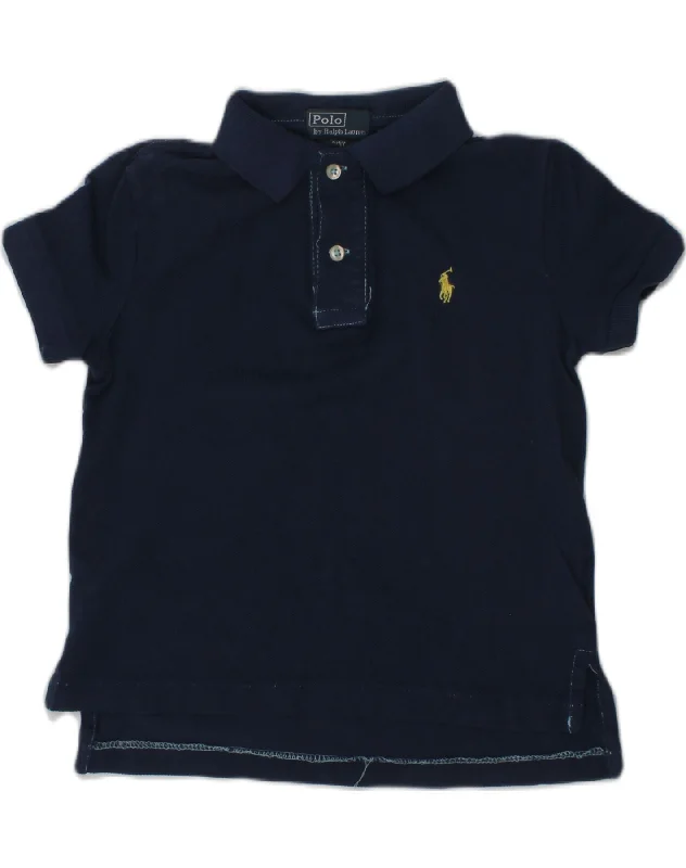 POLO RALPH LAUREN Boys Polo Shirt 2-3 Years Navy Blue Cotton