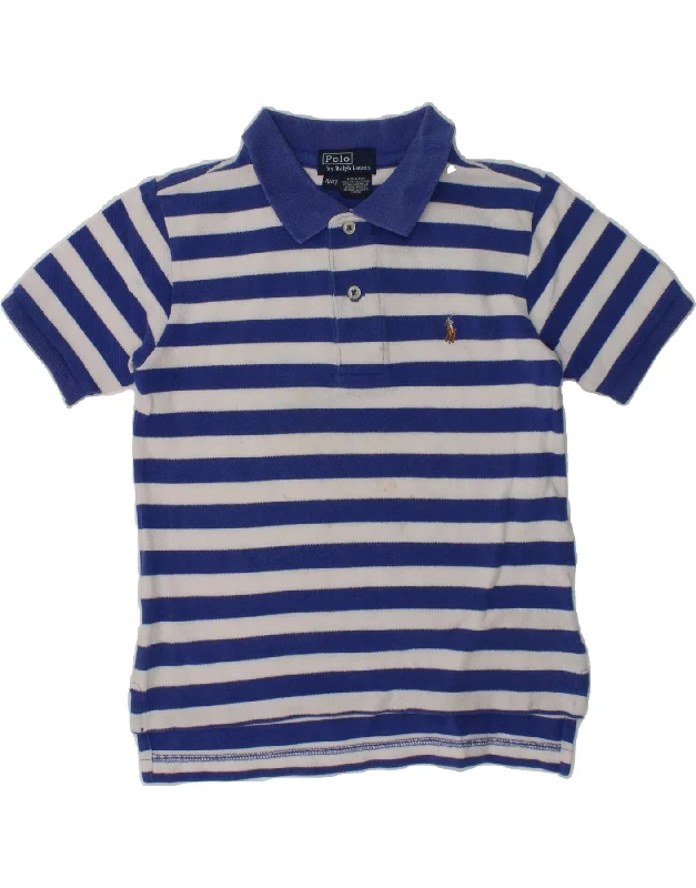 POLO RALPH LAUREN Boys Polo Shirt 3-4 Years Blue Striped Cotton