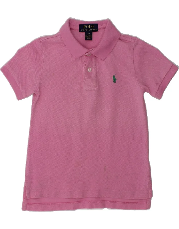 POLO RALPH LAUREN Boys Polo Shirt 3-4 Years Pink Cotton