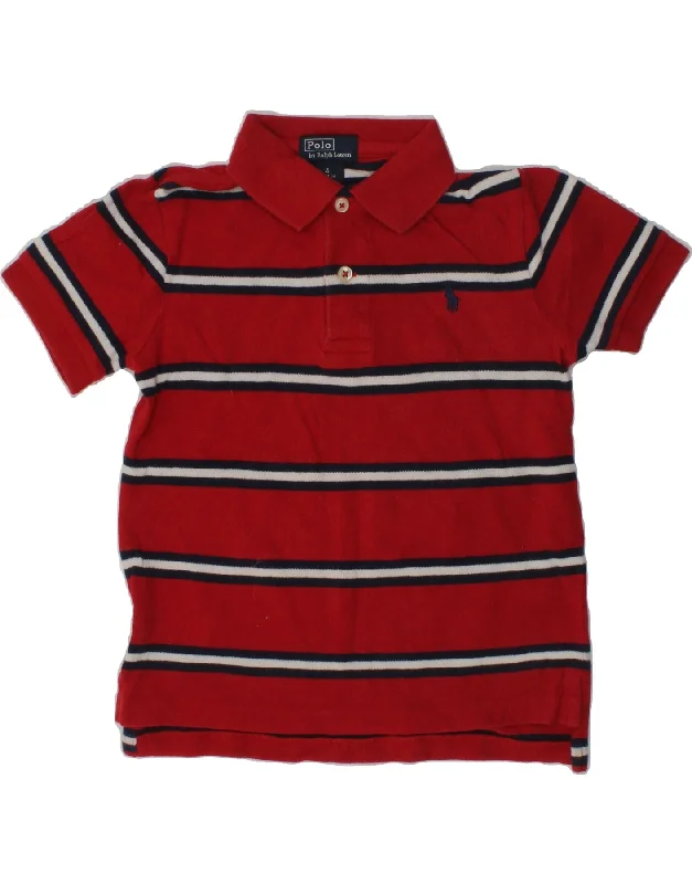 POLO RALPH LAUREN Boys Polo Shirt 3-4 Years Red Striped Cotton