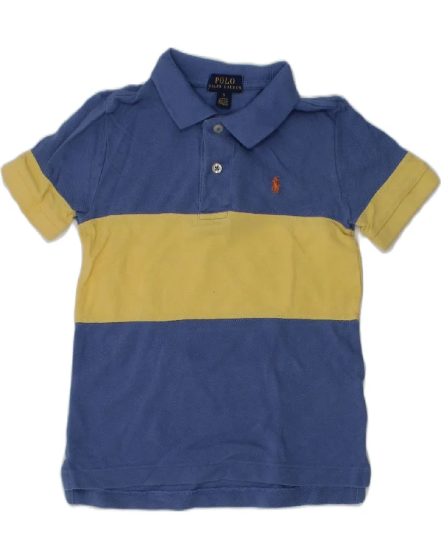 POLO RALPH LAUREN Boys Polo Shirt 4-5 Years Blue Striped Cotton