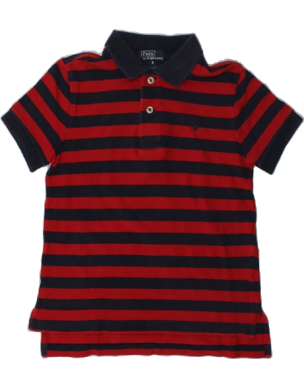 POLO RALPH LAUREN Boys Polo Shirt 4-5 Years Red Striped Cotton