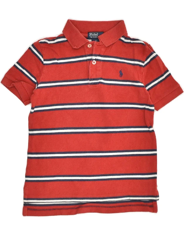 POLO RALPH LAUREN Boys Polo Shirt 5-6 Years Red Striped Cotton