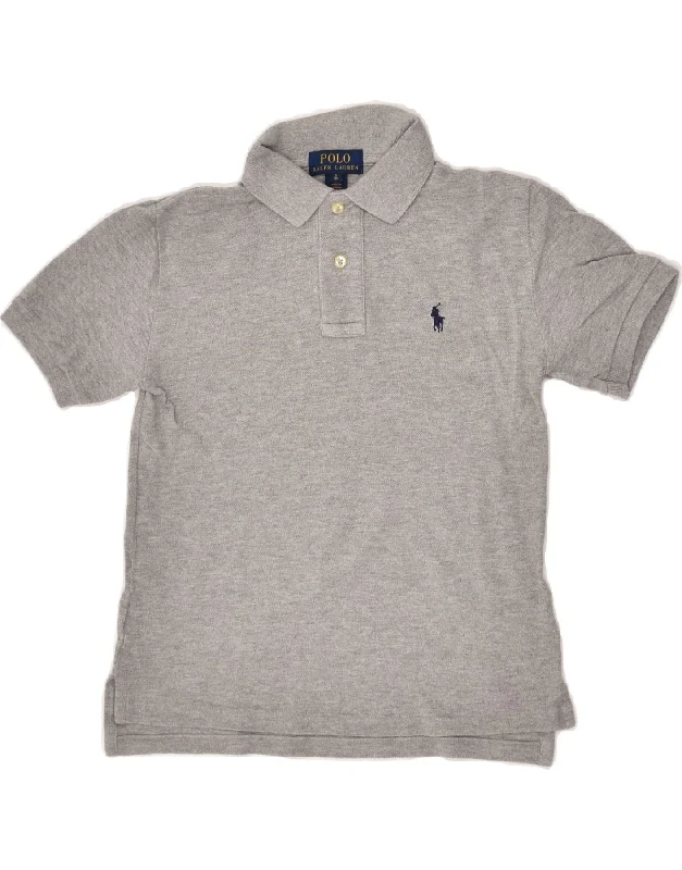 POLO RALPH LAUREN Boys Polo Shirt 7-8 Years Small Grey