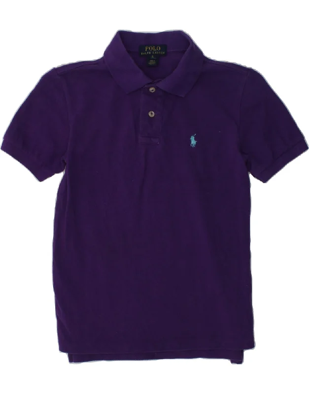 POLO RALPH LAUREN Boys Polo Shirt 7-8 Years Small  Purple Cotton