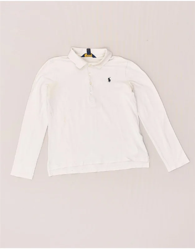 POLO RALPH LAUREN Girls Long Sleeve Polo Shirt 12-13 Years Large White