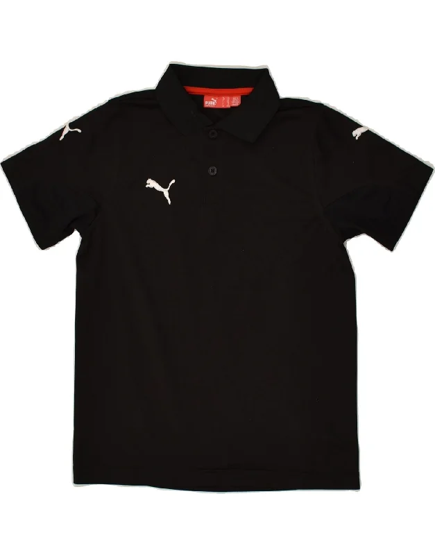 PUMA Boys Polo Shirt 9-10 Years Medium Black Polyester