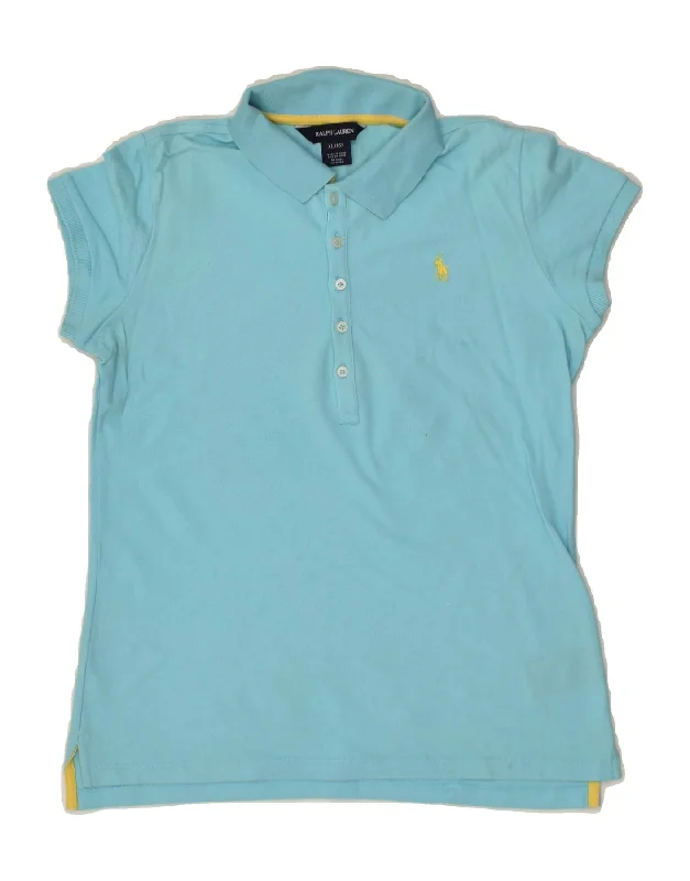 RALPH LAUREN Girls Polo Shirt 15-16 Years XL Blue Cotton