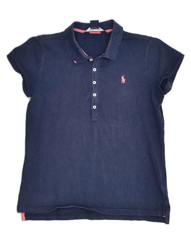 RALPH LAUREN Girls Polo Shirt 15-16 Years XL Navy Blue Cotton