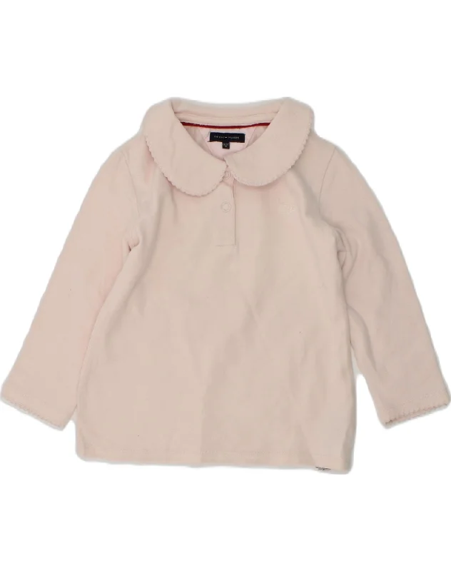 TOMMY HILFIGER Baby Girls Long Sleeve Polo Shirt 18-24 Months Pink Cotton