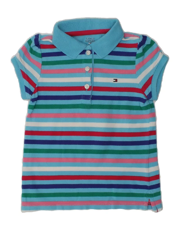 TOMMY HILFIGER Baby Girls Polo Shirt 18-24 Months Blue Striped