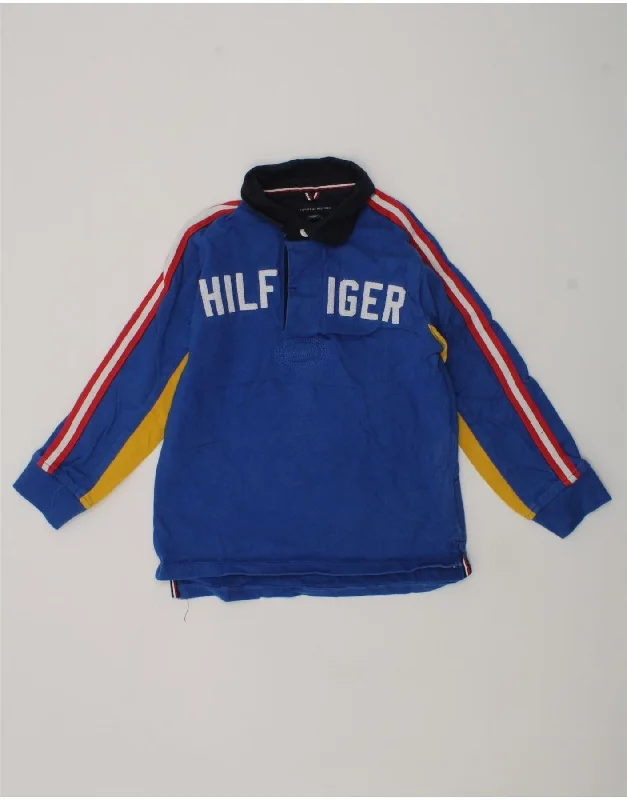 TOMMY HILFIGER Boys Graphic Long Sleeve Rugby Polo Shirt 4-5 Years XS Blue