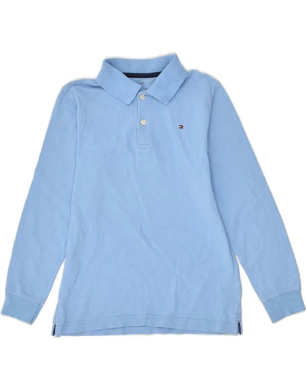 TOMMY HILFIGER Boys Long Sleeve Polo Shirt 9-10 Years Medium  Blue Cotton